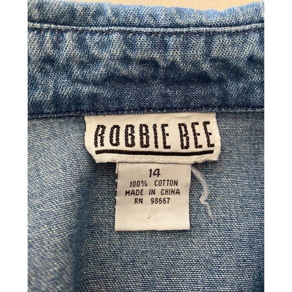 Robbie Bee Denim Button-Down Dress Short Sleeve 100% Cotton Blue Size 14 - Picture 3 of 12